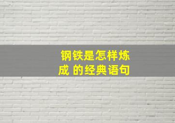 钢铁是怎样炼成 的经典语句